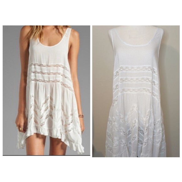 Free People Dresses & Skirts - Free People Dress Sz S Intimately Free White Dot Lace Sleeveless Boho Mini NWT